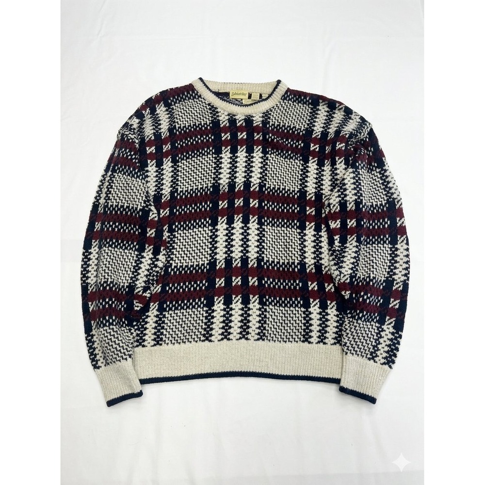 St. Johns Bay Sweater Mens XLT Multicolor Plaid Cotton Crewneck Tall